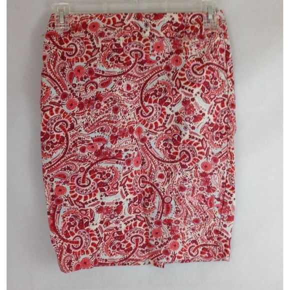 Loft Women's Red, White, & Blue Floral Pencil Skirt Size 4 - Picture 1 of 6